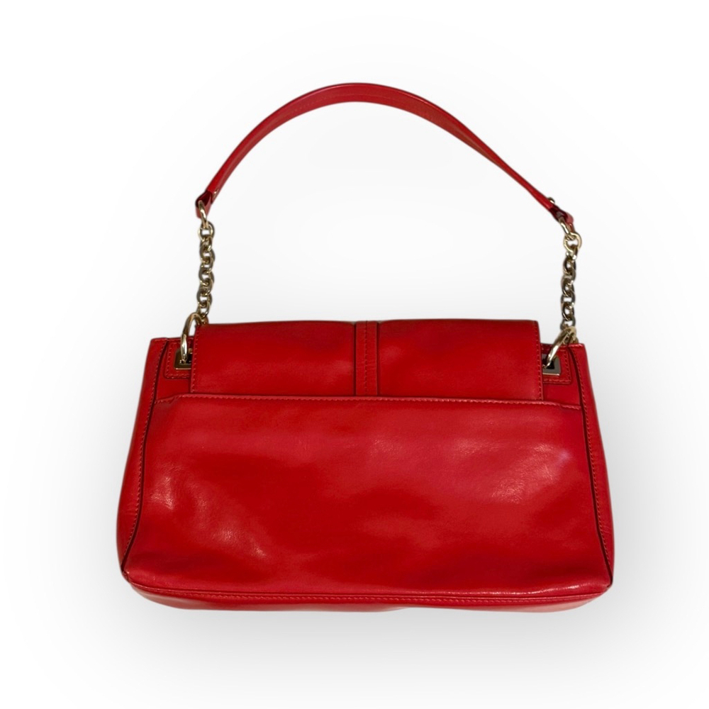 Vintage Antonio Melani Red Leather Shoulder Bag Purse Gold Hardware - Picture 7 of 11